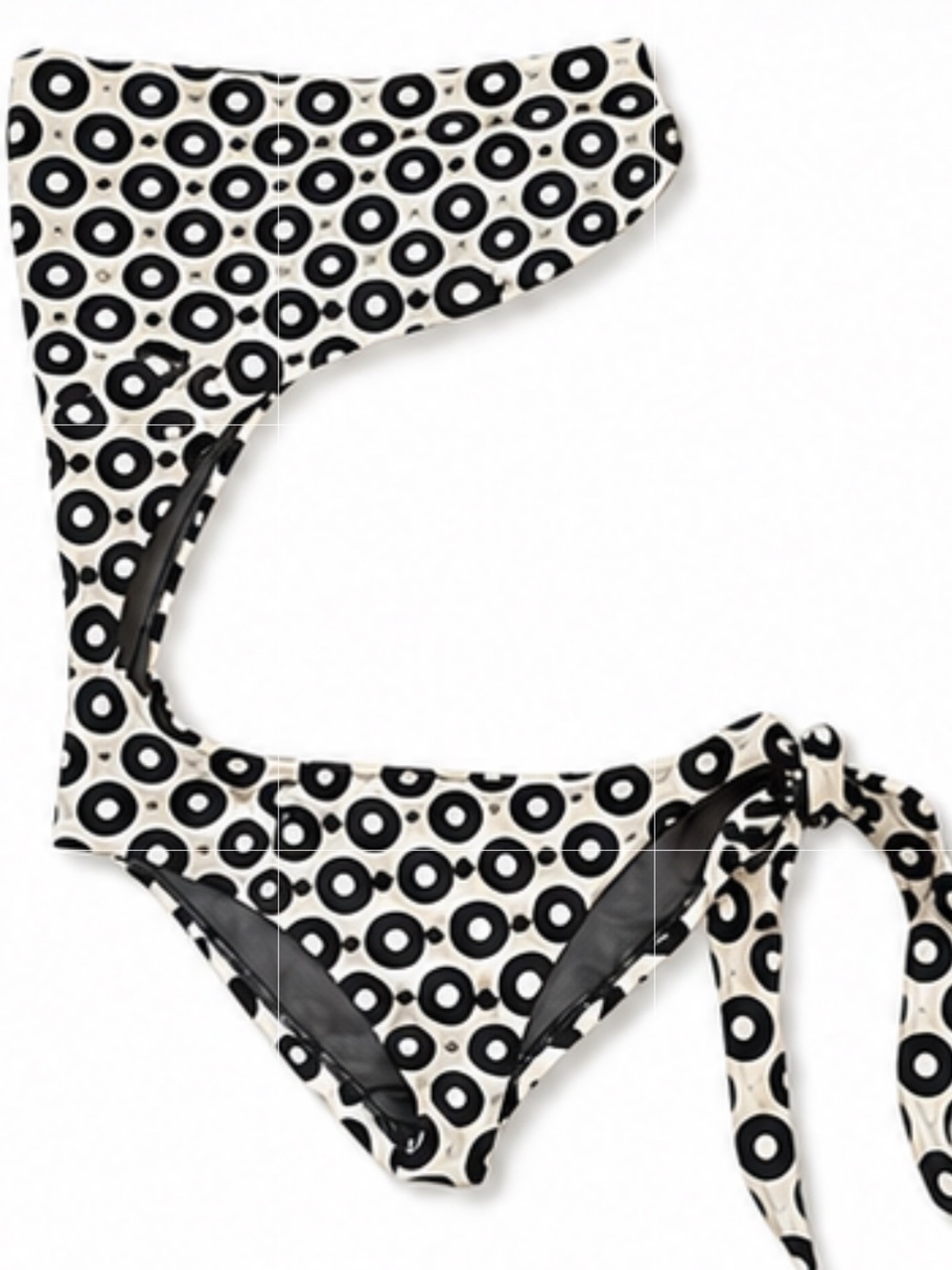 Women’s Black & White Circle-Print Tie-Side Swimsuit